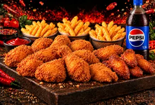 10Pc Chicken, 5 Chicken Wings, 3 Chips and Pepsi Bottle 1L