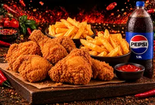 6Pc Chicken, 2 Chips and Pepsi Bottle 1L