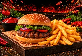 Steak Burger and Chips